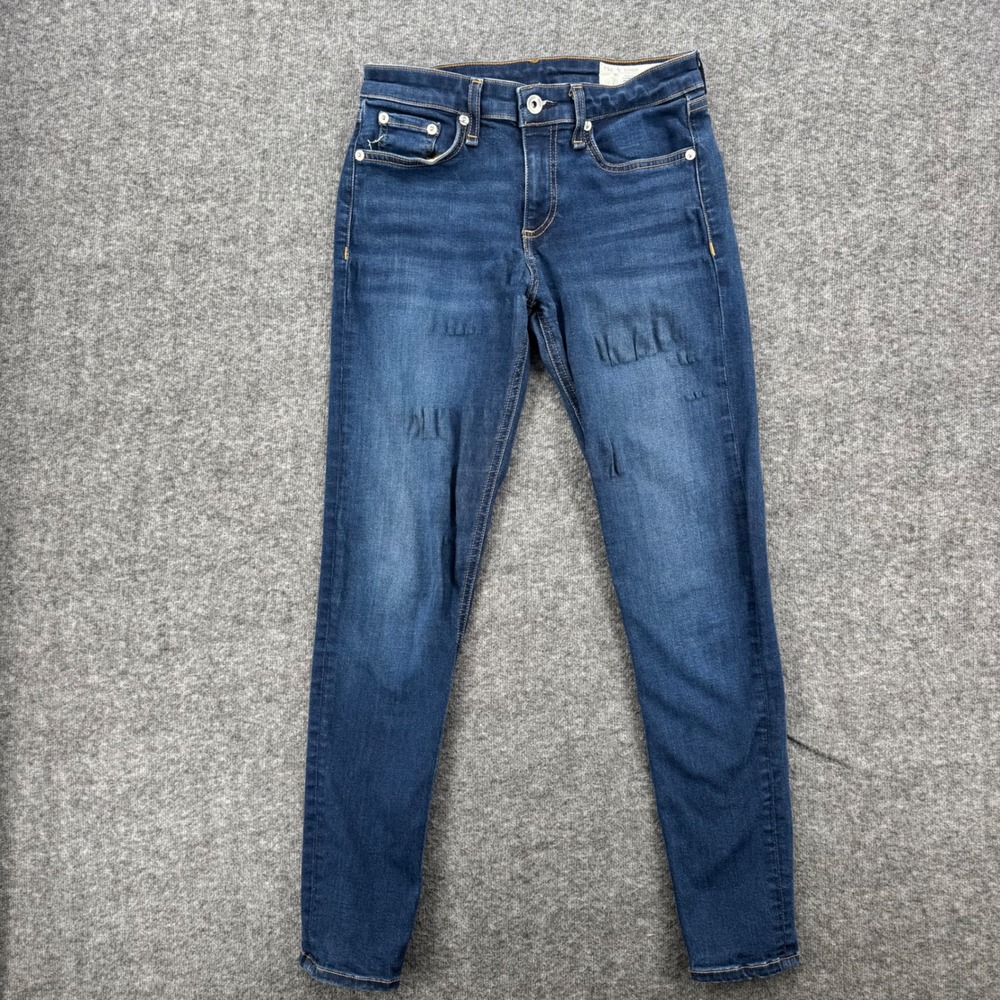 Rag & Bone Cate Mid-Rise Ankle Skinny Jeans Carmen Dark Wash 25 Casual Denim